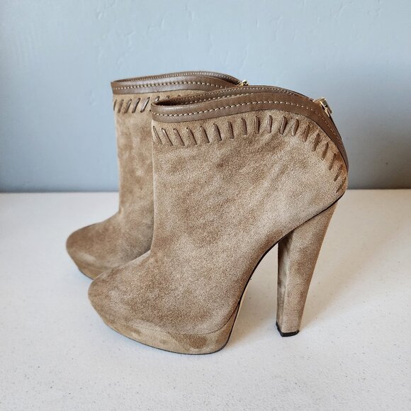 Jimmy Choo Tan Suede Booties "EUC" - Picture 3 of 16